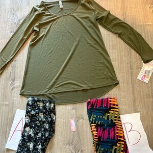 Lularoe outfit new with tag solid green lynnae large & os leggings you pick them